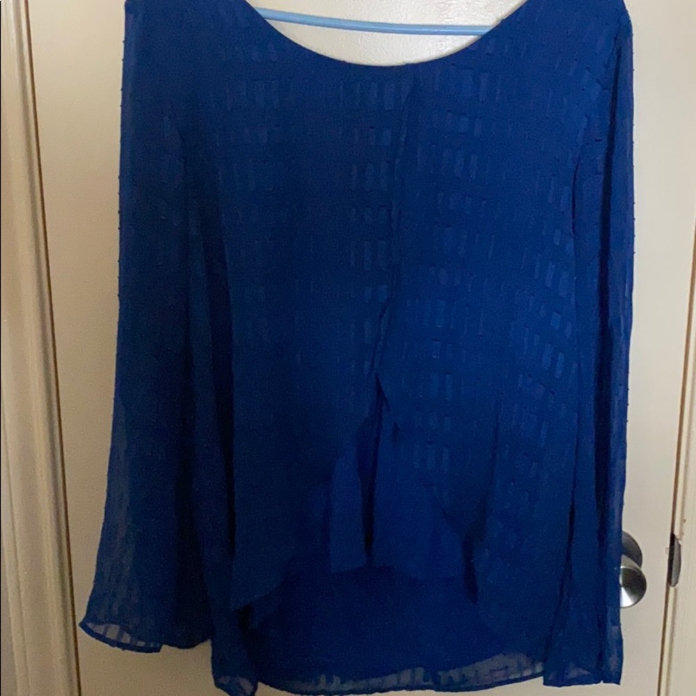 AB Studio Blouse Translucent Sleeves w/ Split Back